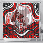Personalized St George Illawarra Dragons Shower Curtain Aboriginal Dot Art - Dreamtime Rugby Mascot
