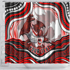 Personalized St George Illawarra Dragons Shower Curtain Aboriginal Dot Art - Dreamtime Rugby Mascot