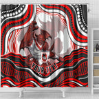 Personalized St George Illawarra Dragons Shower Curtain Aboriginal Dot Art - Dreamtime Rugby Mascot