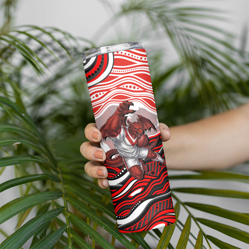 Personalized St George Illawarra Dragons Skinny Tumbler Aboriginal Dot Art - Dreamtime Rugby Mascot