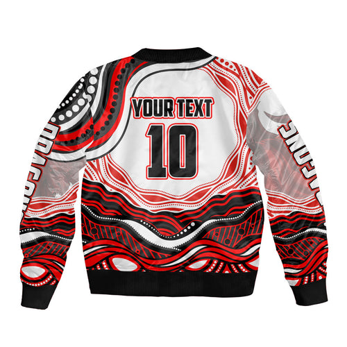 Personalized St George Illawarra Dragons Sleeve Zip Bomber Jacket Aboriginal Dot Art - Dreamtime Rugby Mascot