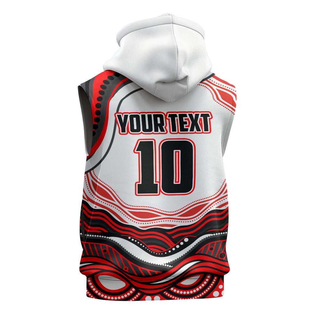 Personalized St George Illawarra Dragons Sleeveless Hoodie Aboriginal Dot Art - Dreamtime Rugby Mascot