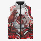 Personalized St George Illawarra Dragons Sleeveless Puffer Jacket Aboriginal Dot Art - Dreamtime Rugby Mascot