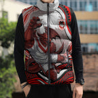 Personalized St George Illawarra Dragons Sleeveless Puffer Jacket Aboriginal Dot Art - Dreamtime Rugby Mascot