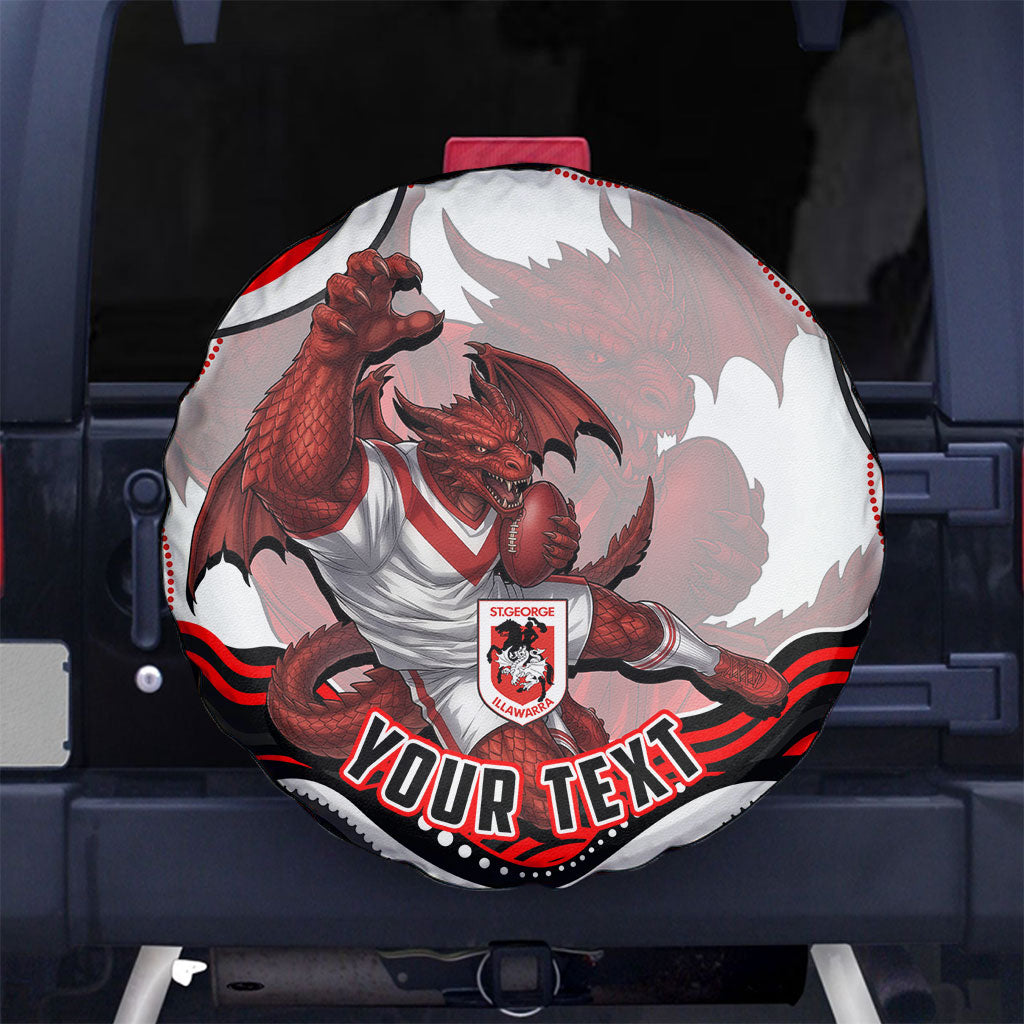 Personalized St George Illawarra Dragons Spare Tire Cover Aboriginal Dot Art - Dreamtime Rugby Mascot