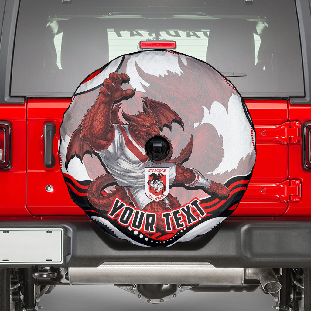 Personalized St George Illawarra Dragons Spare Tire Cover Aboriginal Dot Art - Dreamtime Rugby Mascot