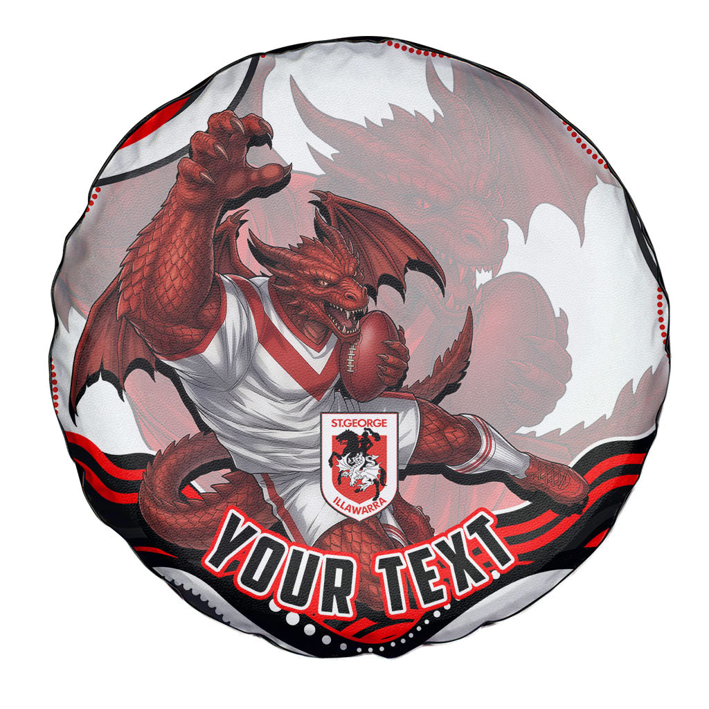 Personalized St George Illawarra Dragons Spare Tire Cover Aboriginal Dot Art - Dreamtime Rugby Mascot