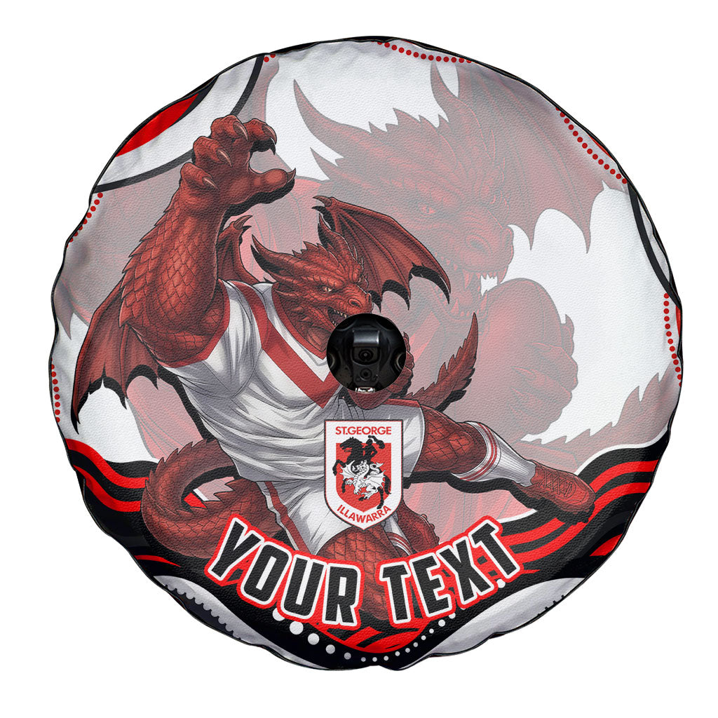 Personalized St George Illawarra Dragons Spare Tire Cover Aboriginal Dot Art - Dreamtime Rugby Mascot