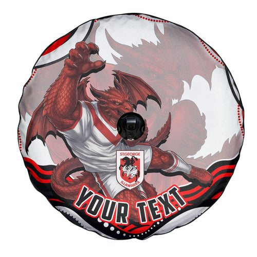 Personalized St George Illawarra Dragons Spare Tire Cover Aboriginal Dot Art - Dreamtime Rugby Mascot