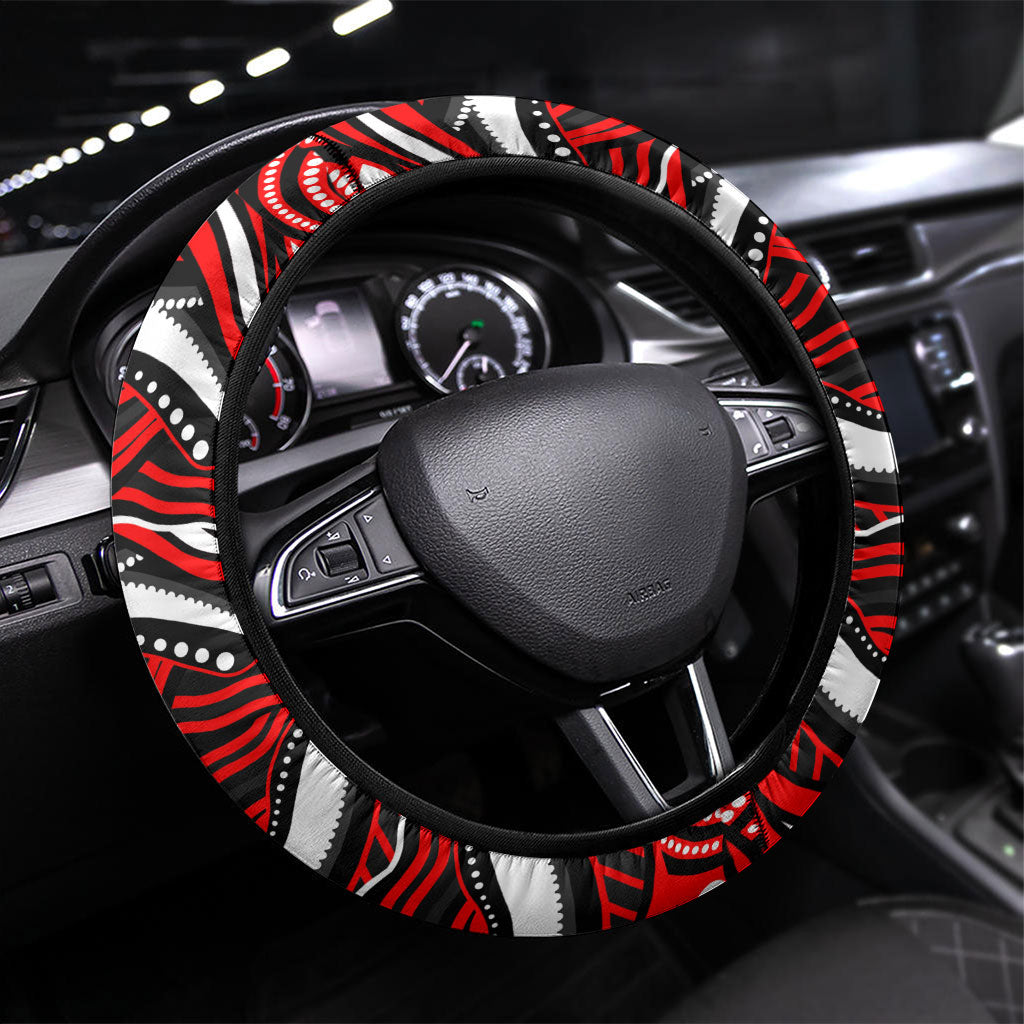 St George Illawarra Dragons Steering Wheel Cover Aboriginal Dot Art - Dreamtime Rugby Mascot