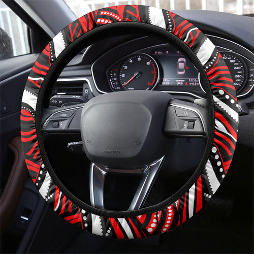 St George Illawarra Dragons Steering Wheel Cover Aboriginal Dot Art - Dreamtime Rugby Mascot
