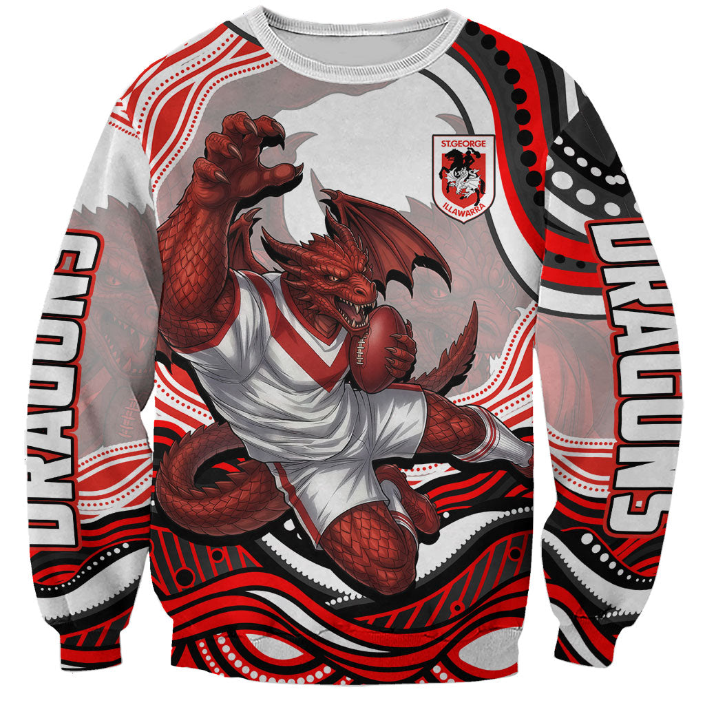 Personalized St George Illawarra Dragons Sweatshirt Aboriginal Dot Art - Dreamtime Rugby Mascot