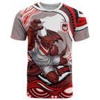 Personalized St George Illawarra Dragons T Shirt Aboriginal Dot Art - Dreamtime Rugby Mascot