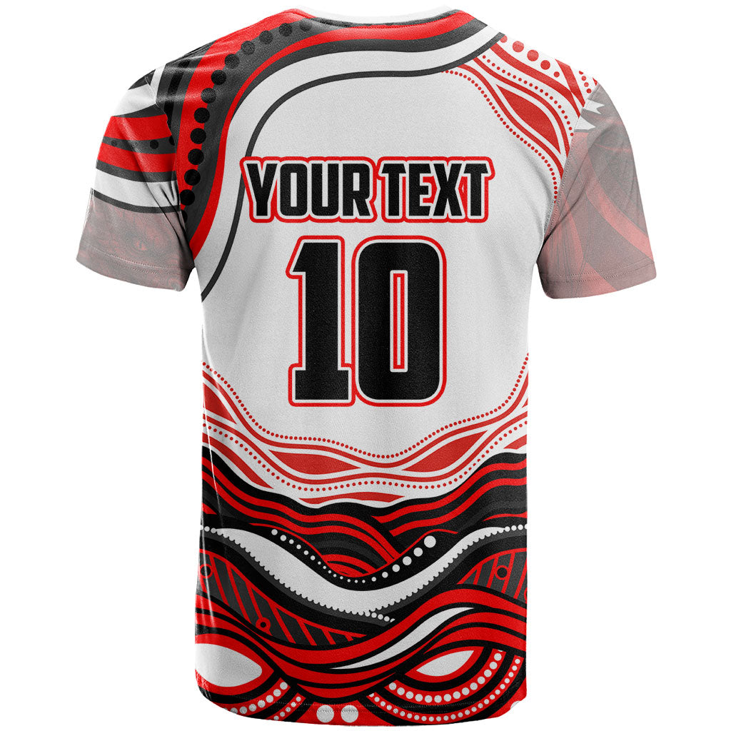 Personalized St George Illawarra Dragons T Shirt Aboriginal Dot Art - Dreamtime Rugby Mascot