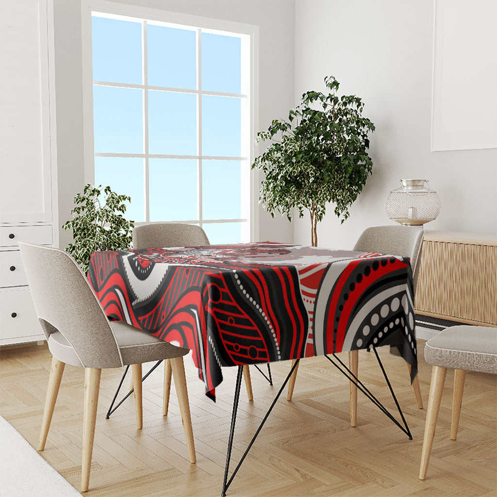 Personalized St George Illawarra Dragons Tablecloth Aboriginal Dot Art - Dreamtime Rugby Mascot