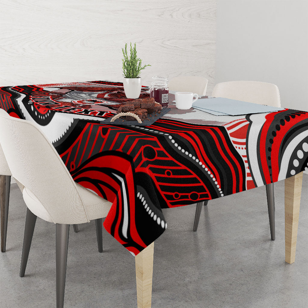 Personalized St George Illawarra Dragons Tablecloth Aboriginal Dot Art - Dreamtime Rugby Mascot