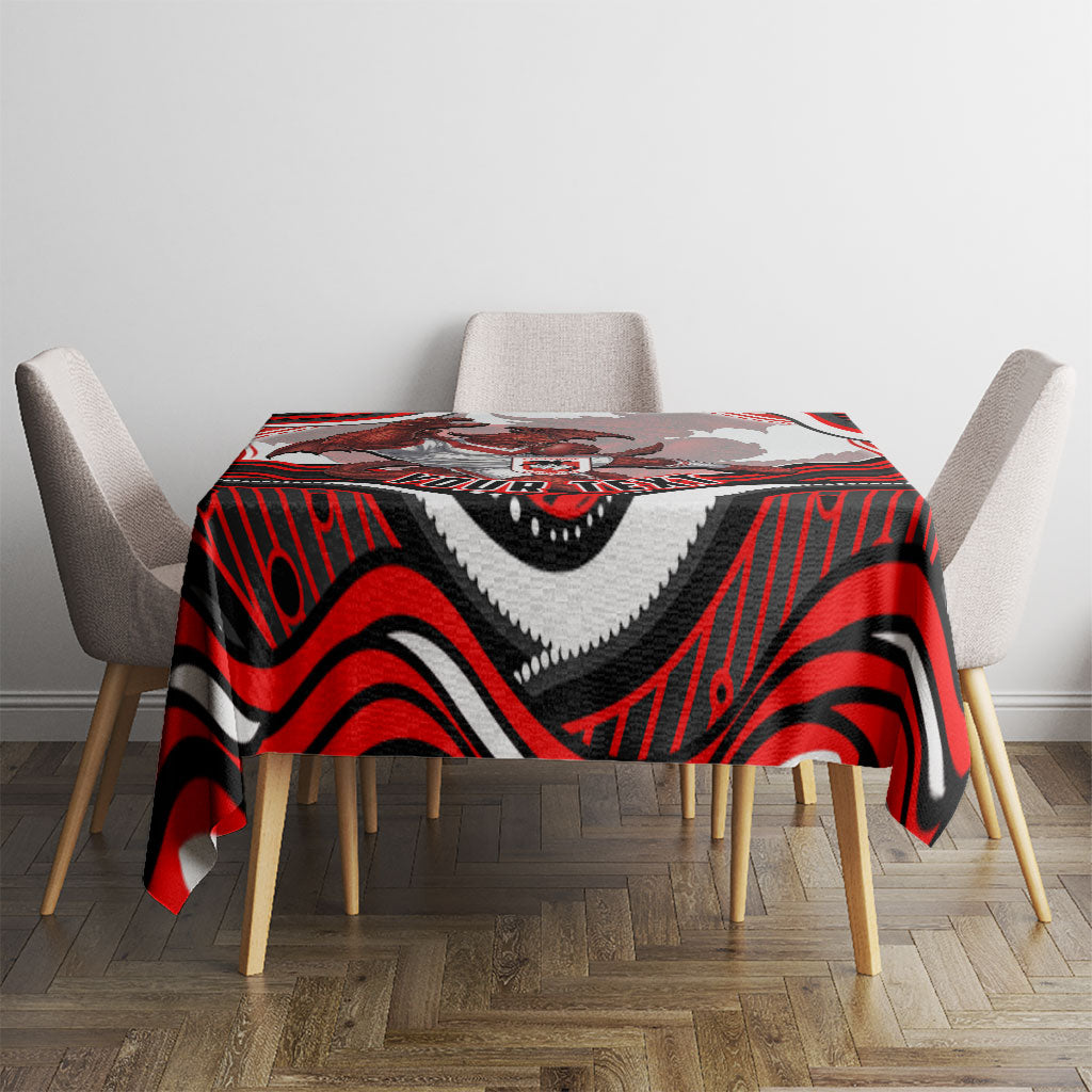 Personalized St George Illawarra Dragons Tablecloth Aboriginal Dot Art - Dreamtime Rugby Mascot