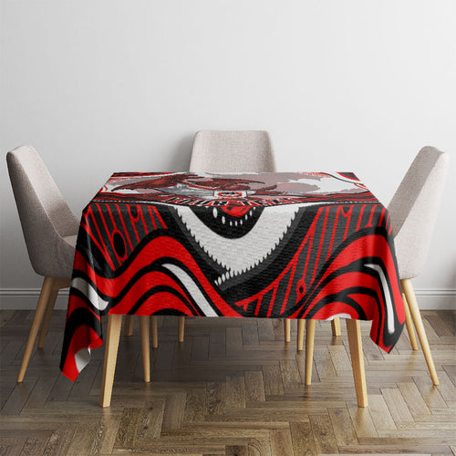 Personalized St George Illawarra Dragons Tablecloth Aboriginal Dot Art - Dreamtime Rugby Mascot