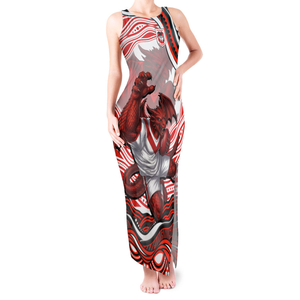 Personalized St George Illawarra Dragons Tank Maxi Dress Aboriginal Dot Art - Dreamtime Rugby Mascot