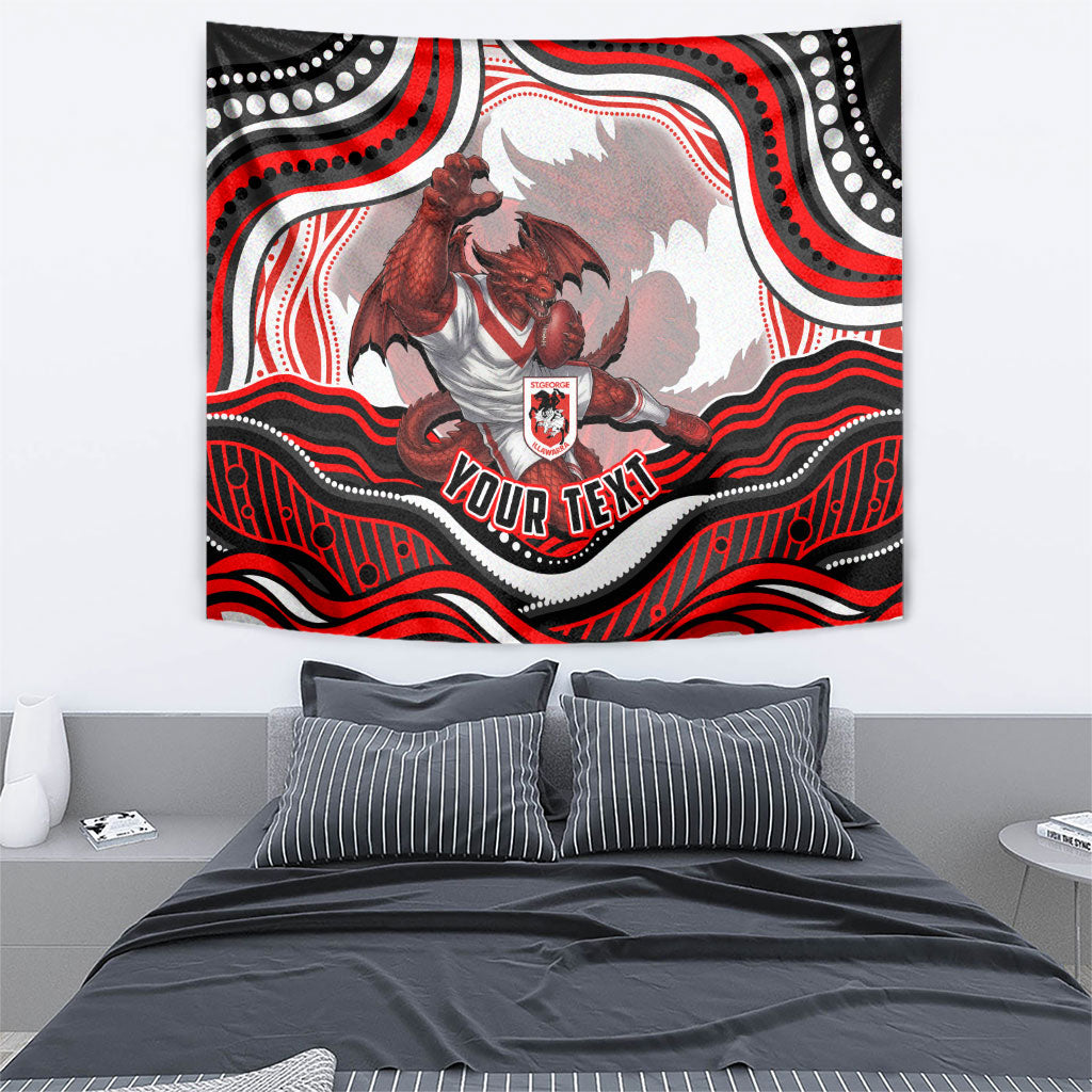 Personalized St George Illawarra Dragons Tapestry Aboriginal Dot Art - Dreamtime Rugby Mascot