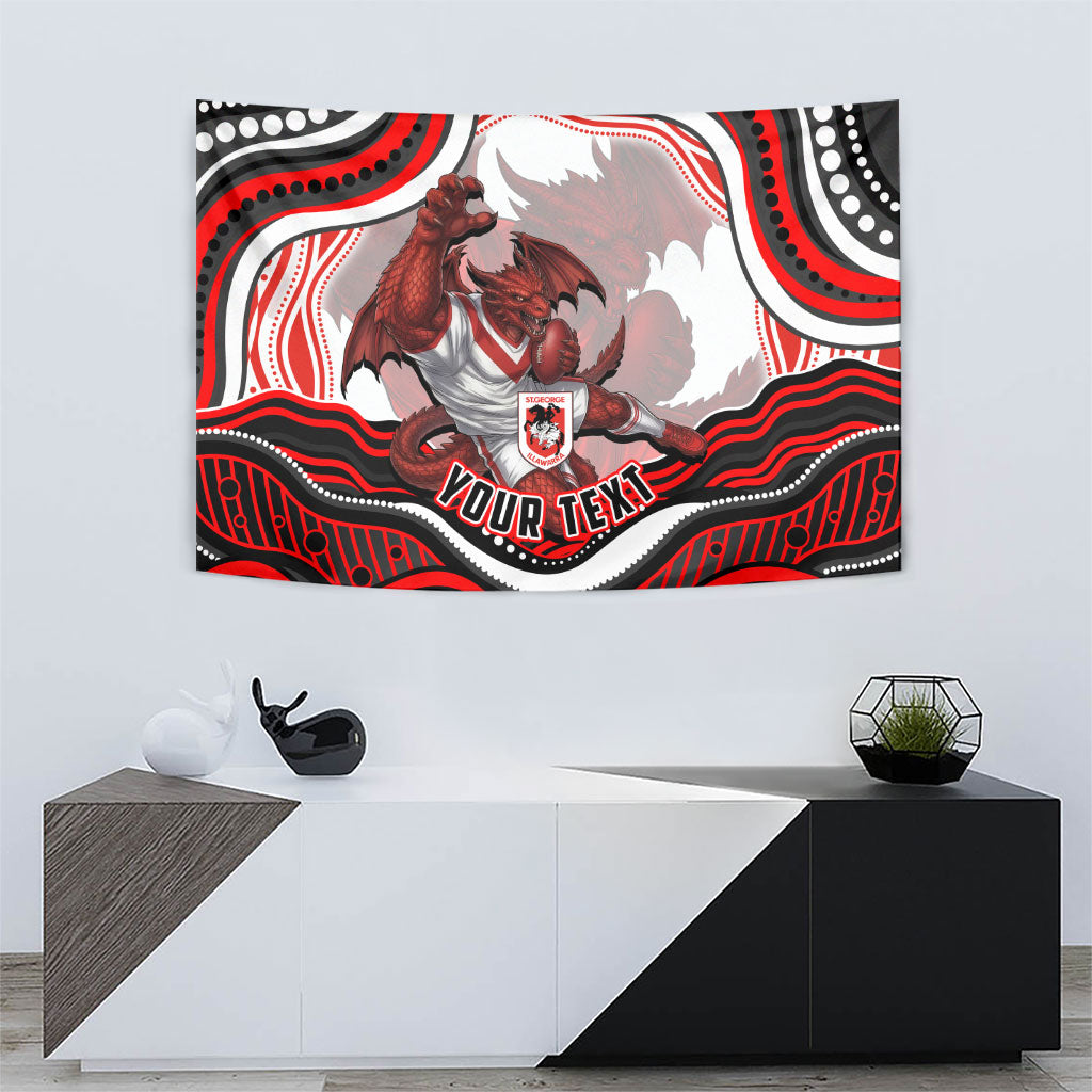 Personalized St George Illawarra Dragons Tapestry Aboriginal Dot Art - Dreamtime Rugby Mascot