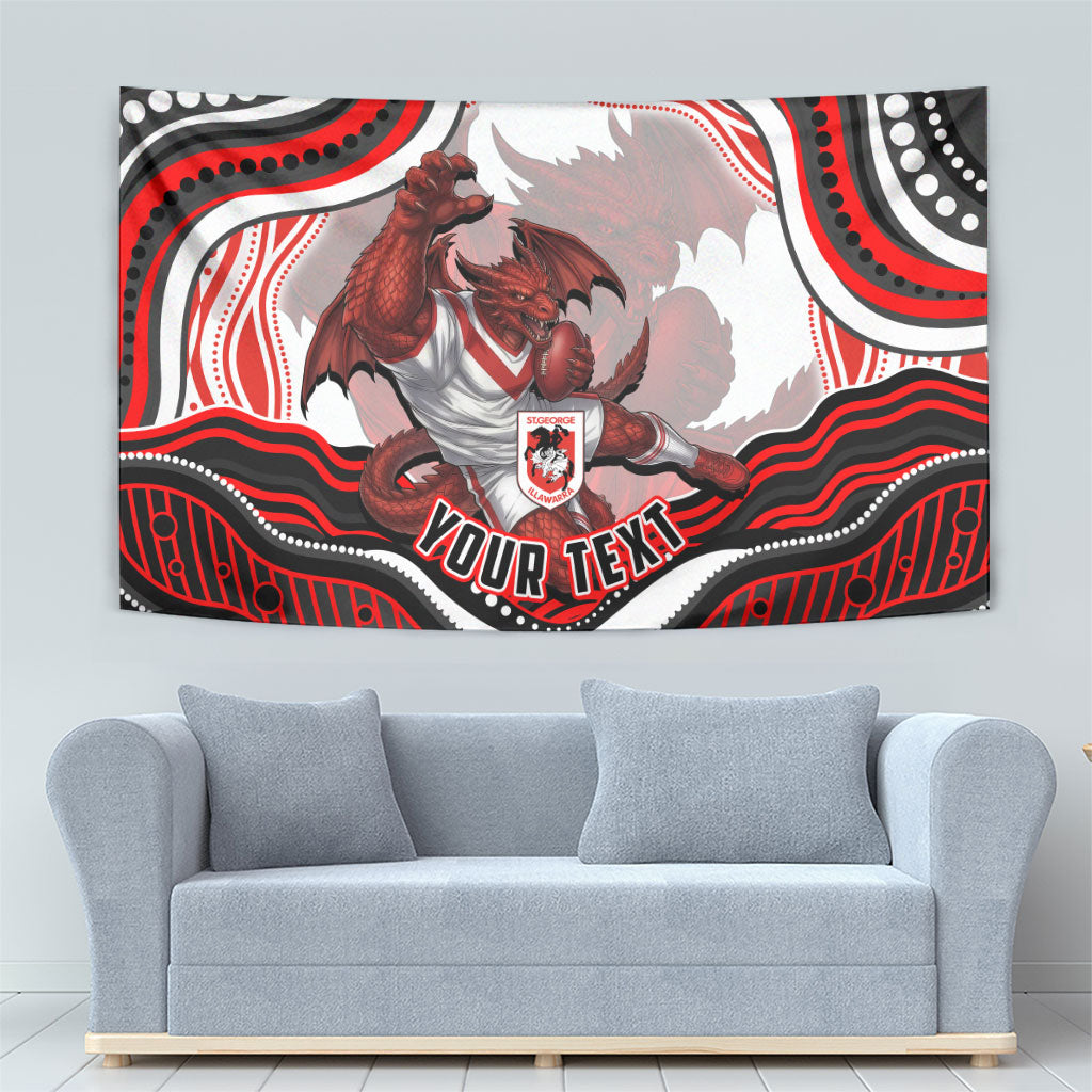 Personalized St George Illawarra Dragons Tapestry Aboriginal Dot Art - Dreamtime Rugby Mascot