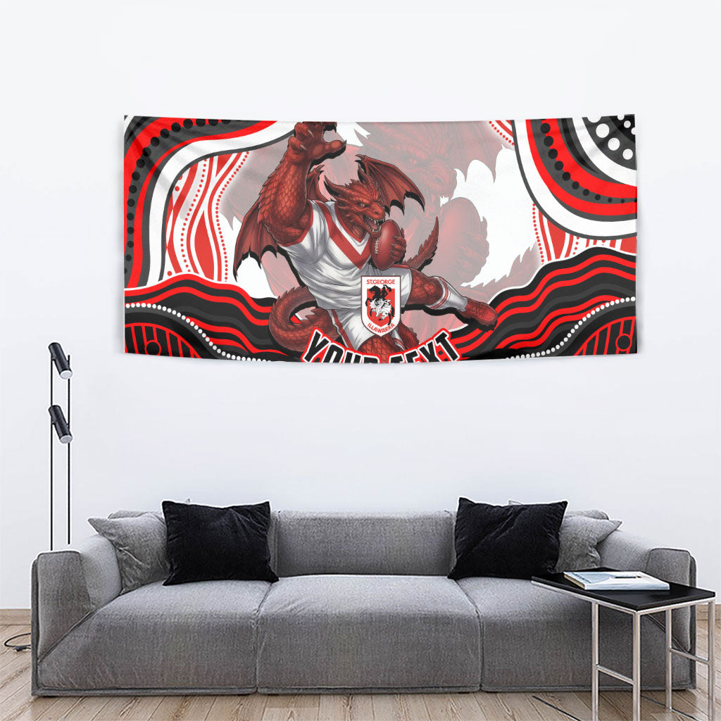 Personalized St George Illawarra Dragons Tapestry Aboriginal Dot Art - Dreamtime Rugby Mascot