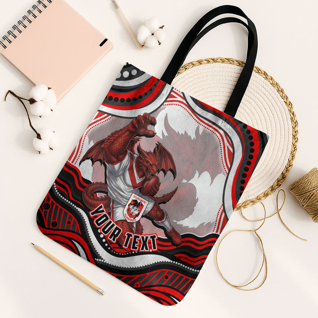 Personalized St George Illawarra Dragons Tote Bag Aboriginal Dot Art - Dreamtime Rugby Mascot