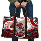 Personalized St George Illawarra Dragons Travel Bag Aboriginal Dot Art - Dreamtime Rugby Mascot