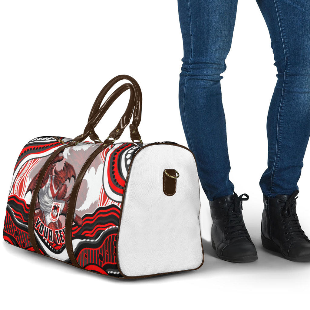 Personalized St George Illawarra Dragons Travel Bag Aboriginal Dot Art - Dreamtime Rugby Mascot