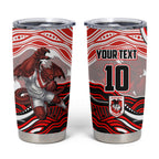 Personalized St George Illawarra Dragons Tumbler Cup Aboriginal Dot Art - Dreamtime Rugby Mascot