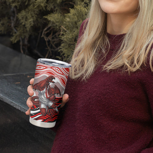 Personalized St George Illawarra Dragons Tumbler Cup Aboriginal Dot Art - Dreamtime Rugby Mascot
