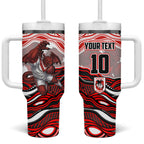 Personalized St George Illawarra Dragons Tumbler With Handle Aboriginal Dot Art - Dreamtime Rugby Mascot