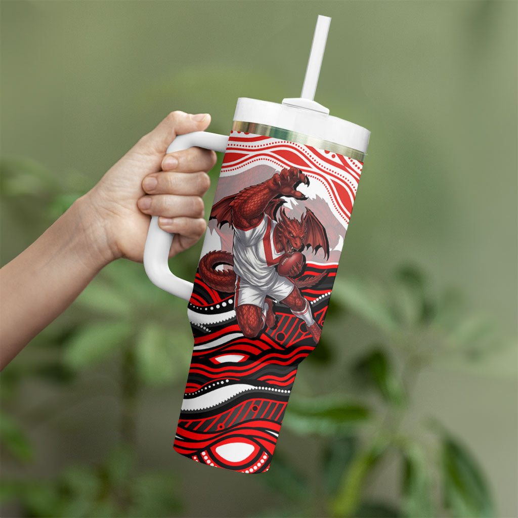 Personalized St George Illawarra Dragons Tumbler With Handle Aboriginal Dot Art - Dreamtime Rugby Mascot