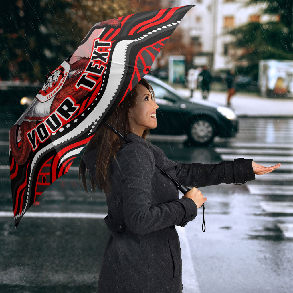 Personalized St George Illawarra Dragons Umbrella Aboriginal Dot Art - Dreamtime Rugby Mascot