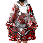 Personalized St George Illawarra Dragons Wearable Blanket Hoodie Aboriginal Dot Art - Dreamtime Rugby Mascot