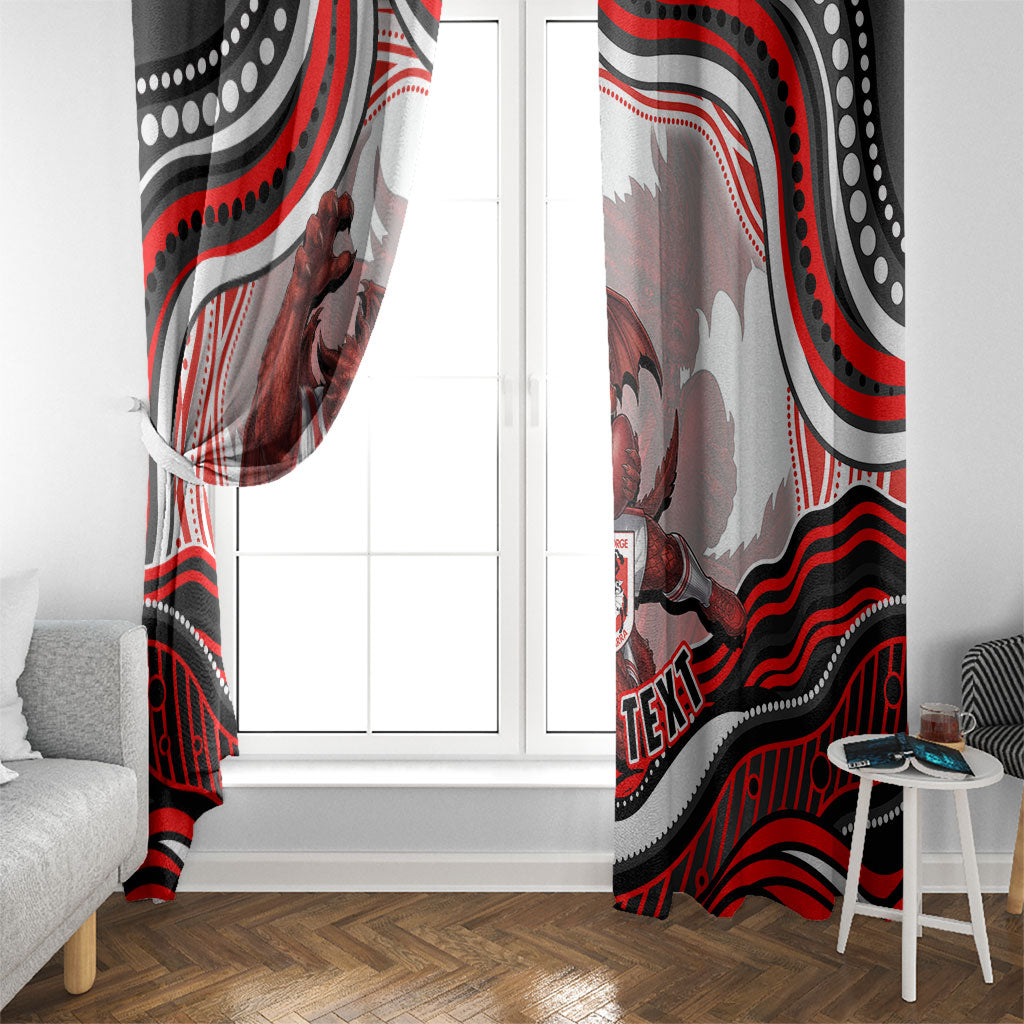 Personalized St George Illawarra Dragons Window Curtain Aboriginal Dot Art - Dreamtime Rugby Mascot