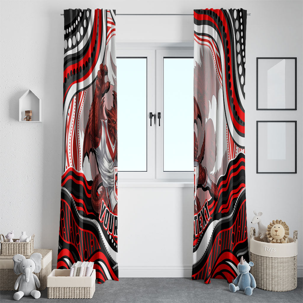Personalized St George Illawarra Dragons Window Curtain Aboriginal Dot Art - Dreamtime Rugby Mascot