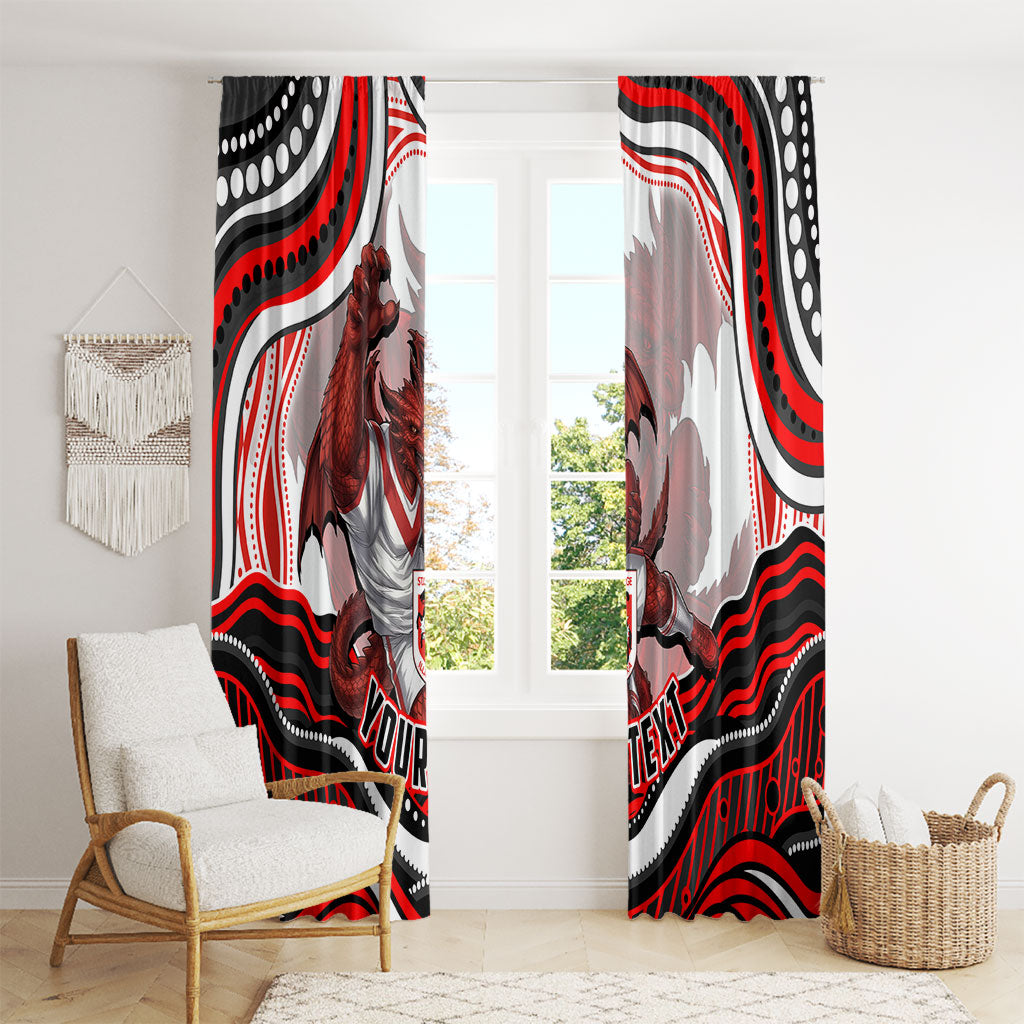 Personalized St George Illawarra Dragons Window Curtain Aboriginal Dot Art - Dreamtime Rugby Mascot