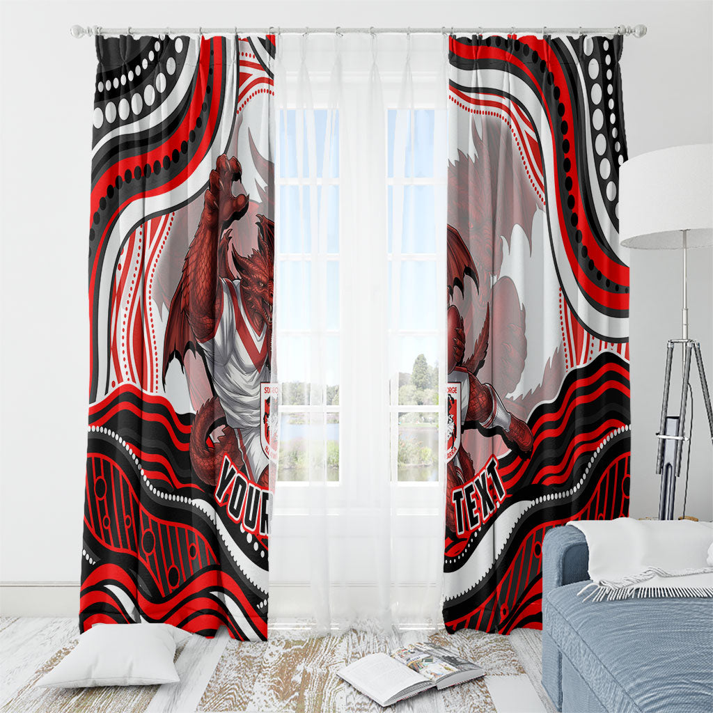 Personalized St George Illawarra Dragons Window Curtain Aboriginal Dot Art - Dreamtime Rugby Mascot