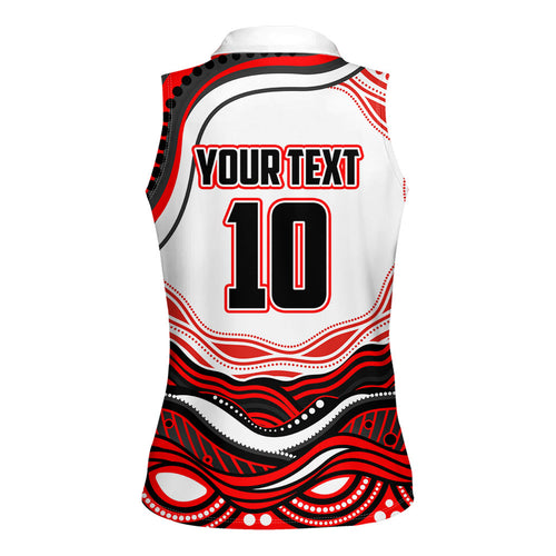 Personalized St George Illawarra Dragons Women Sleeveless Polo Shirt Aboriginal Dot Art - Dreamtime Rugby Mascot