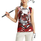 Personalized St George Illawarra Dragons Women Sleeveless Polo Shirt Aboriginal Dot Art - Dreamtime Rugby Mascot