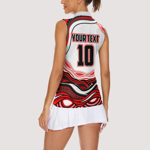 Personalized St George Illawarra Dragons Women Sleeveless Polo Shirt Aboriginal Dot Art - Dreamtime Rugby Mascot