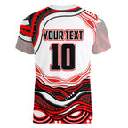 Personalized St George Illawarra Dragons Women V-Neck T-Shirt Aboriginal Dot Art - Dreamtime Rugby Mascot