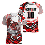 Personalized St George Illawarra Dragons Women V-Neck T-Shirt Aboriginal Dot Art - Dreamtime Rugby Mascot