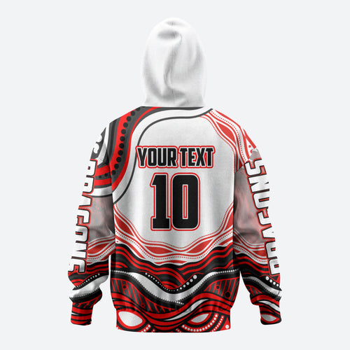 Personalized St George Illawarra Dragons Zip Hoodie Aboriginal Dot Art - Dreamtime Rugby Mascot