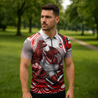 Personalized St George Illawarra Dragons Zipper Polo Shirt Aboriginal Dot Art - Dreamtime Rugby Mascot