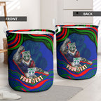 Personalized New Zealand Warriors Laundry Basket Aboriginal Dot Art - Dreamtime Rugby Mascot