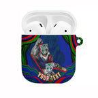 Personalized New Zealand Warriors AirPods Case Aboriginal Dot Art - Dreamtime Rugby Mascot