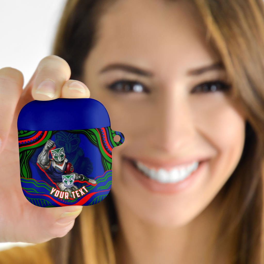 Personalized New Zealand Warriors AirPods Case Aboriginal Dot Art - Dreamtime Rugby Mascot